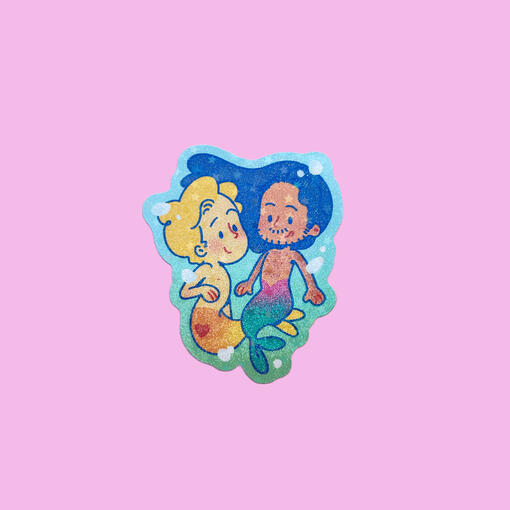 Mermaid Stede & Ed 2" Glitter Sticker £2